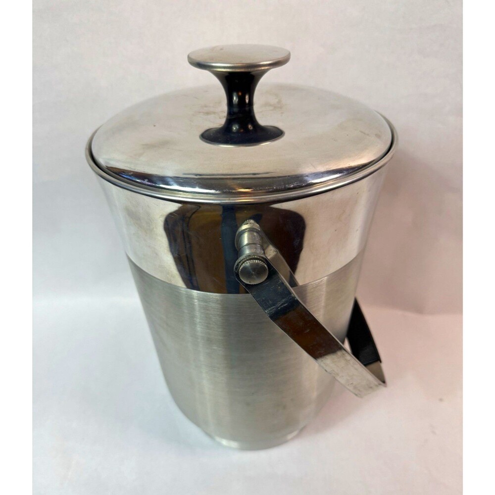 Vintage Mid Century Modern Italian Aluminum Ice Bucket Ice Vault B-508 With Box